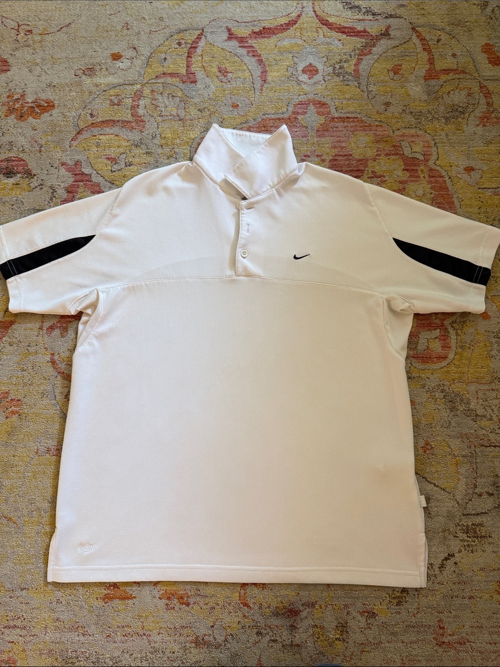 Nike Sphere Vintage Men’s White Polo with Black Sleeve Accents Size Large